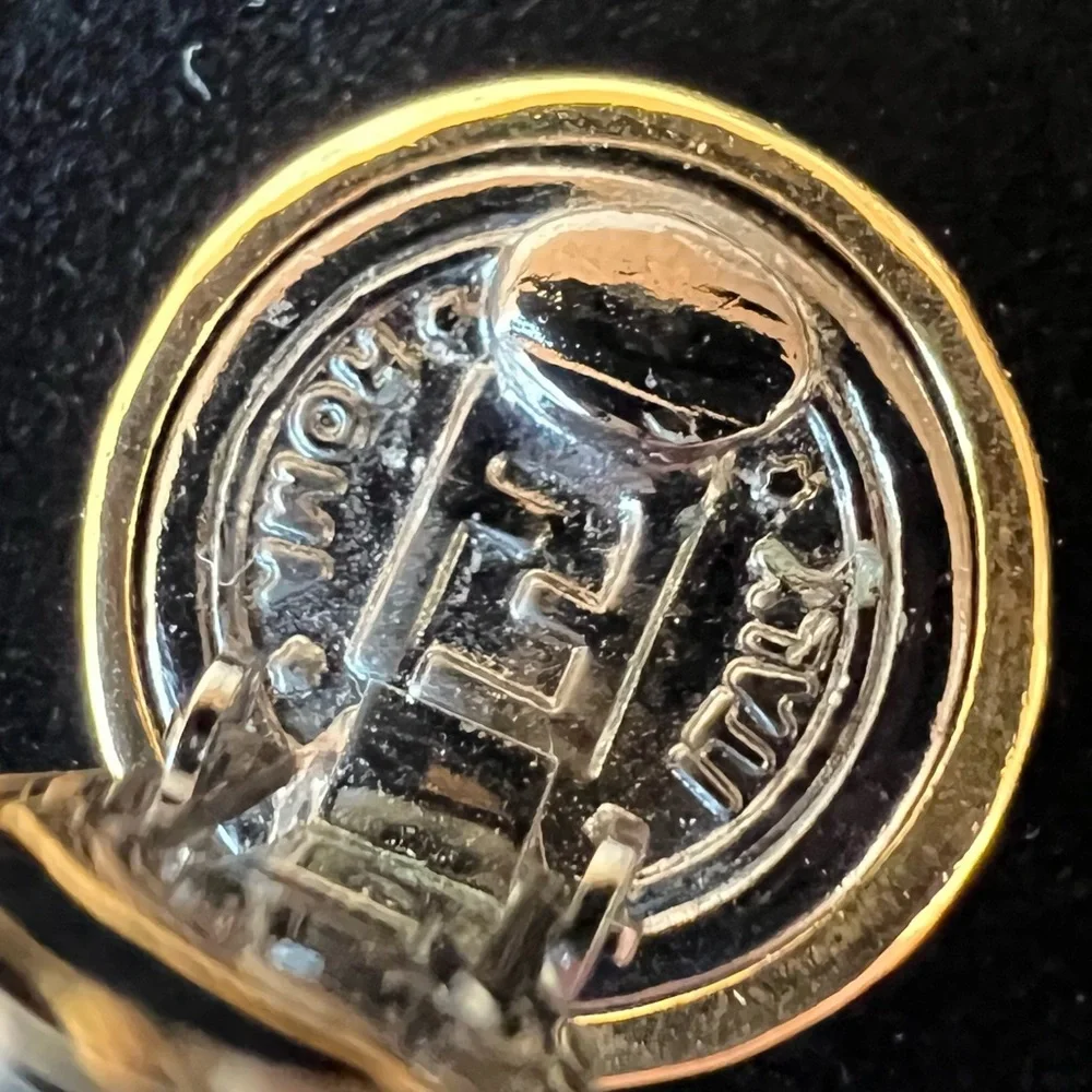 Fendi Coin Clip On Earrings Two Tone